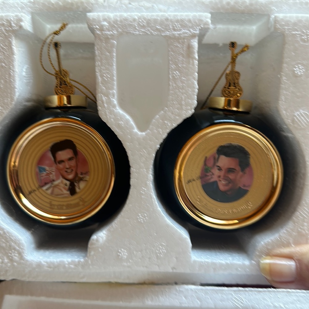 Elvis Ornaments - Bradford Editions Set. GI Blues & Good Luck Charm